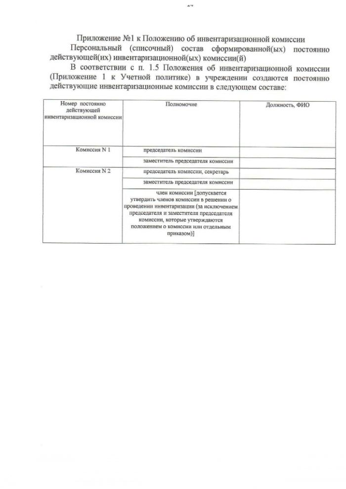 Об утверждении Порядка проведения инвентаризации и Положения об инвентаризационной комиссии